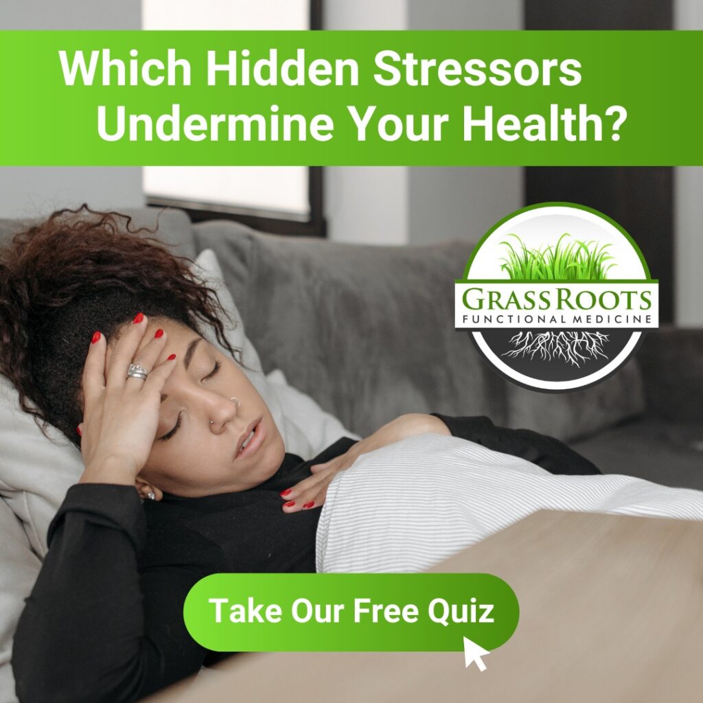 stressed out woman in bed take quiz